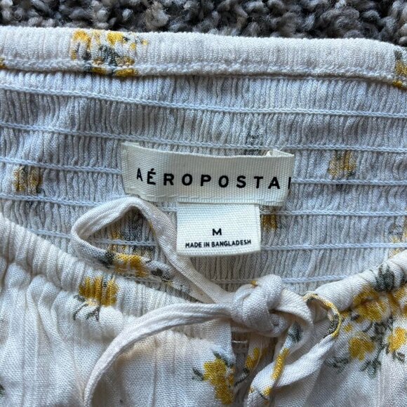 Aeropostale Floral Mini Dress Womens Medium White And Yellow Flower Flowy Dress - Picture 2 of 8